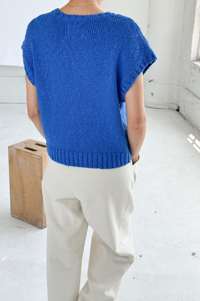 Pierre Cotton Sweater Top -  Blue