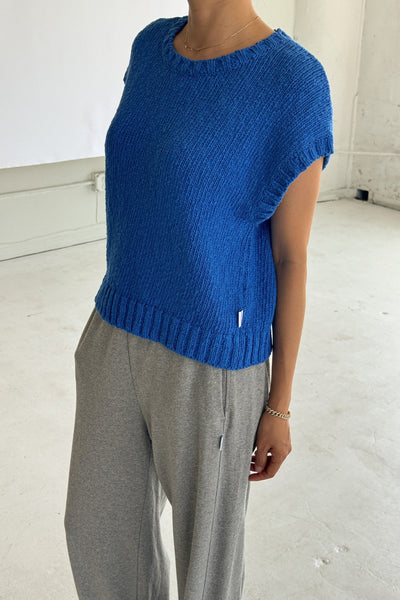 Pierre Cotton Sweater Top -  Blue