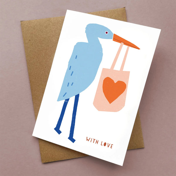 Greeting Card - With Love Heron