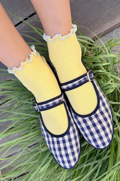 THE PETITE RUFFLED MODAL SOCKS - BUTTER / BABY BLUE