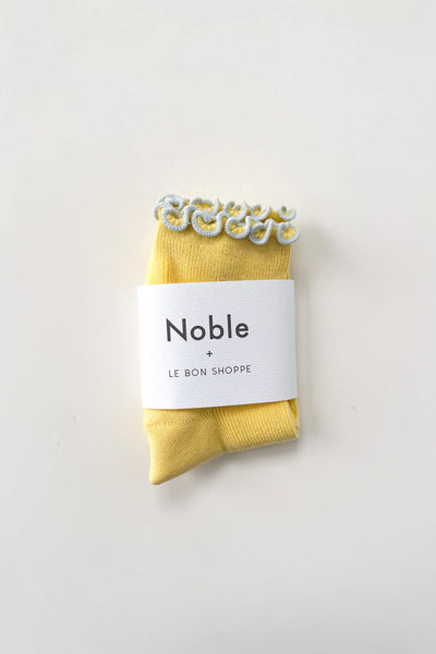 THE PETITE RUFFLED MODAL SOCKS - BUTTER / BABY BLUE