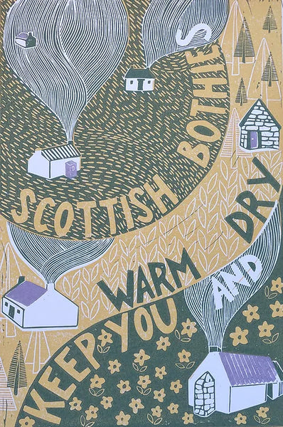 Scottish Bothies Lino Block Print
