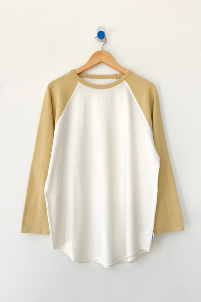 Heavy Cotton Raglan Long Sleeve Tee - White/Butter