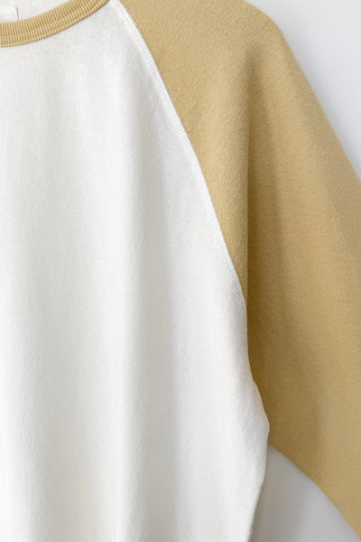 Heavy Cotton Raglan Long Sleeve Tee - White/Butter