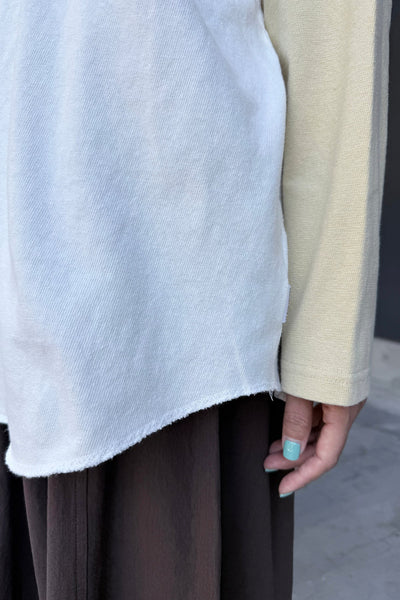Heavy Cotton Raglan Long Sleeve Tee - White/Butter