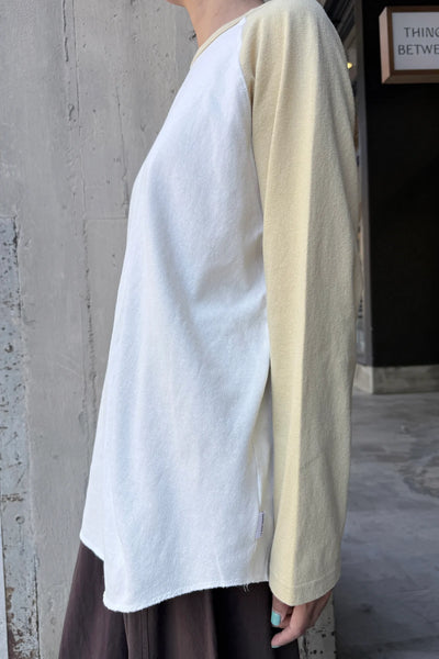 Heavy Cotton Raglan Long Sleeve Tee - White/Butter
