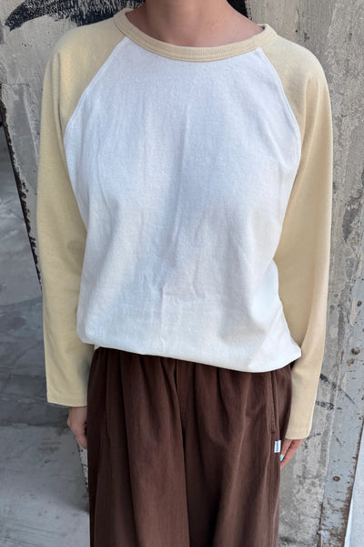 Heavy Cotton Raglan Long Sleeve Tee - White/Butter