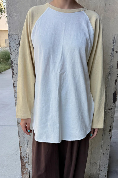 Heavy Cotton Raglan Long Sleeve Tee - White/Butter