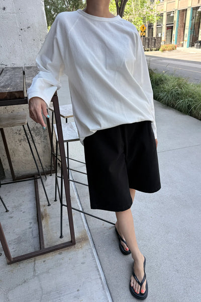 Heavy Cotton Raglan Long Sleeve Tee - White