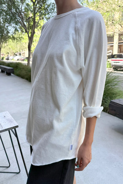 Heavy Cotton Raglan Long Sleeve Tee - White