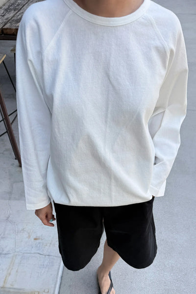 Heavy Cotton Raglan Long Sleeve Tee - White