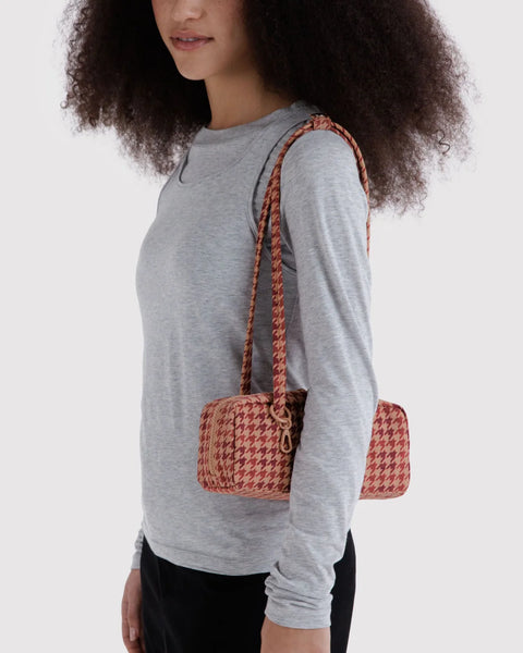 Small Nylon Bowler Bag - Houndstooth