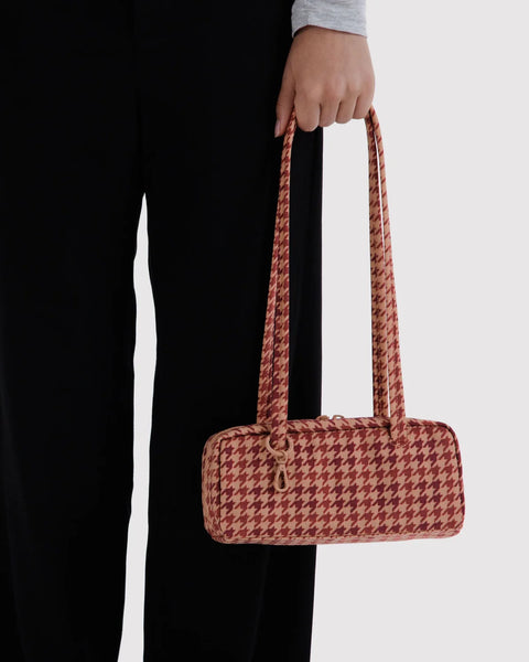 Small Nylon Bowler Bag - Houndstooth