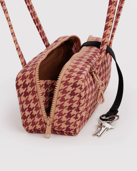 Small Nylon Bowler Bag - Houndstooth