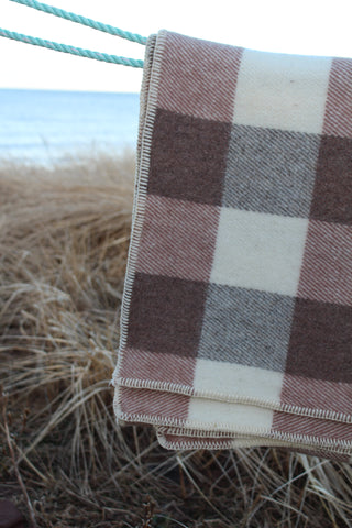 MacAusland's Checked Throw - Rosy Taupe & Cream