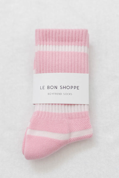 Striped Boyfriend Socks -  Pink