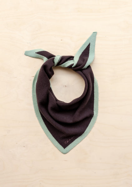 Merino Triangle Scarf - Brown and Mint