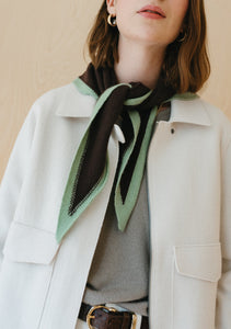 Merino Triangle Scarf - Brown and Mint