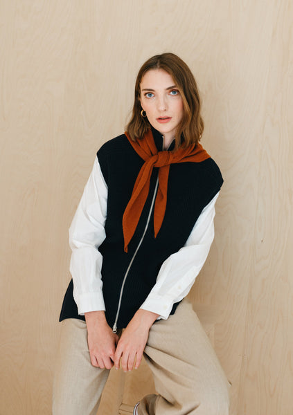 Merino Triangle Scarf - Rust