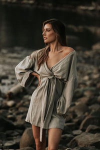 Mother of Pearl Robe - Natural Linen