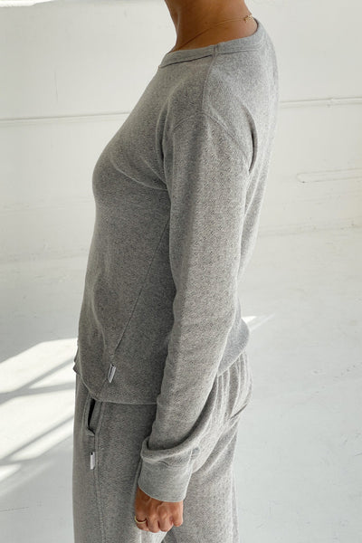 Pointelle Fundamental Tee - Melange Grey