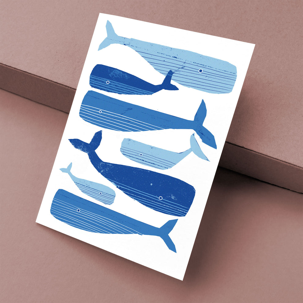Greeting Card - Group of Whales