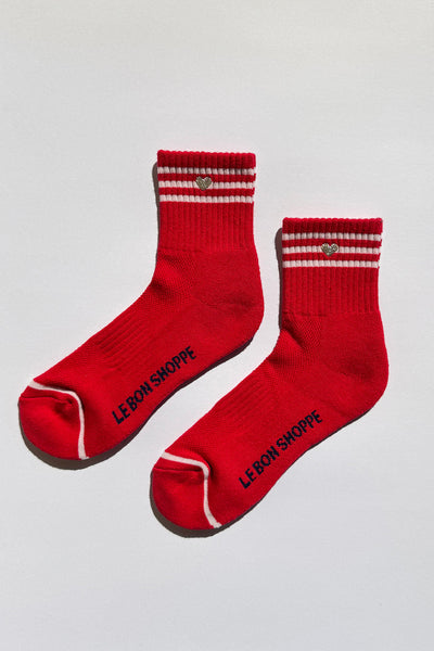 Embroidered Girlfriend Socks - Scarlet + Heart