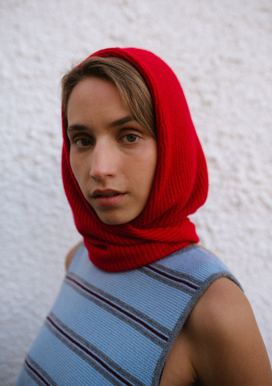 Merino Hood - Red