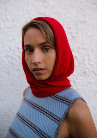 Merino Hood - Red