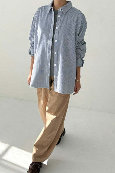 Owen Heavy Denim Shirt - Blue Stripe