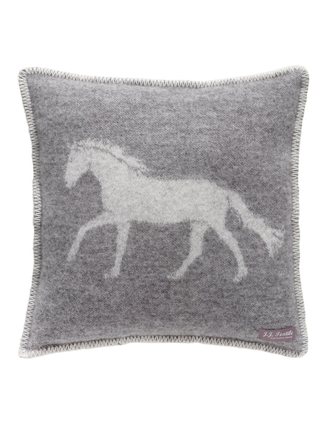 Grey Horse Wool Cushion