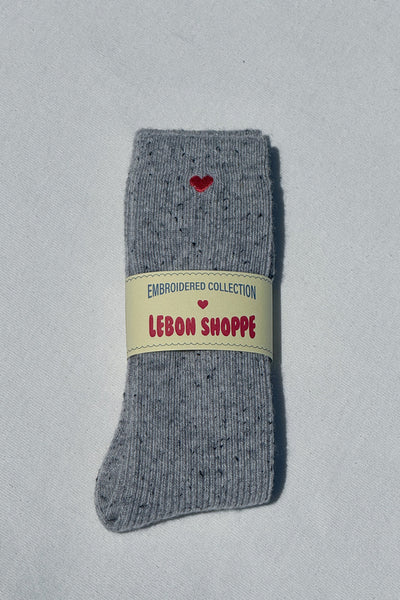 Embroidered Snow Socks - Cookies and Cream
