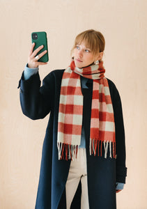 Lambswool Scarf in Red Gingham