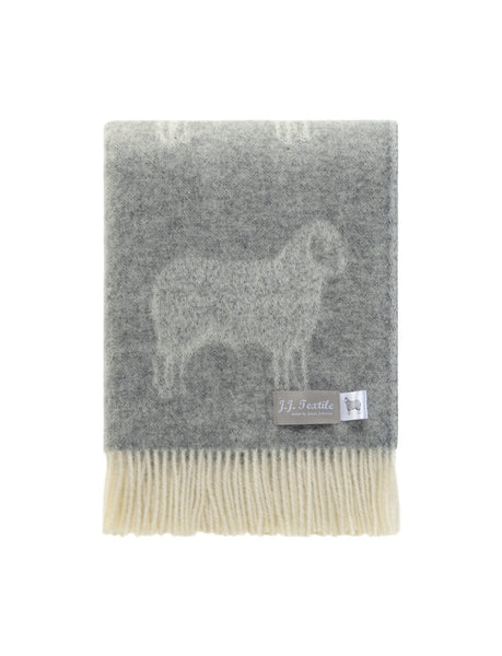 Grey Dot Wool Sheep Throw