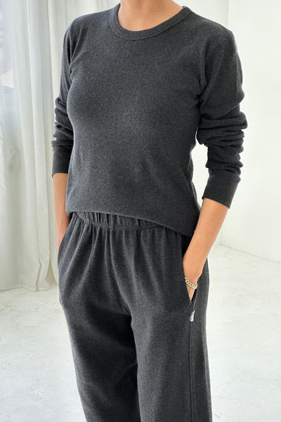 Pointelle Fundamental Tee - Charcoal