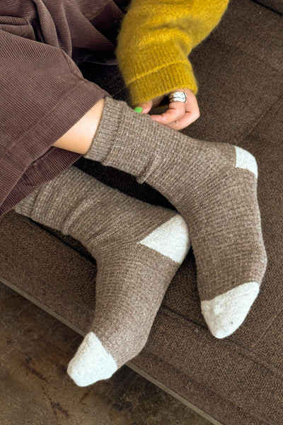 Waffle Socks - Brown/Oatmeal