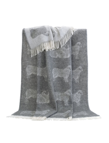 Grey Dot Wool Sheep Throw