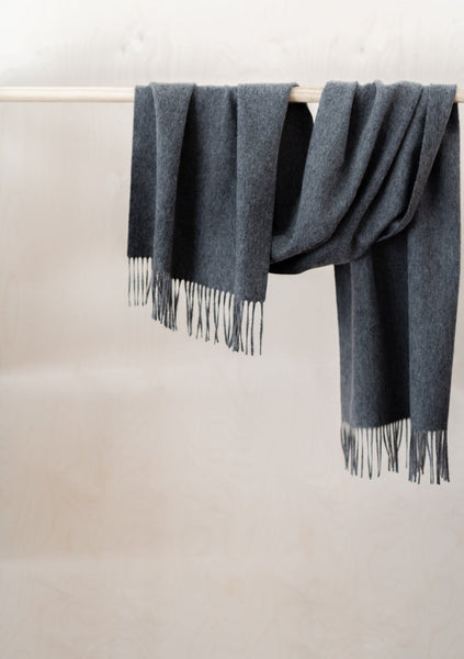 Lambswool Oversized Scarf in Charcoal
