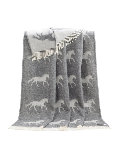 Grey Horse Wool Throw