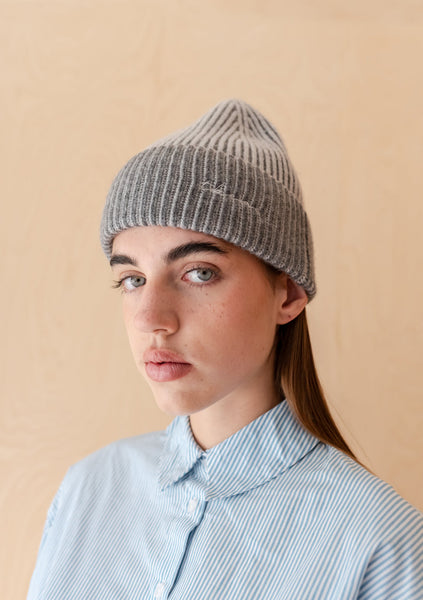 Cashmere Beanie Toque - Grey Two Tone