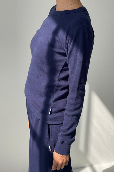 Pointelle Fundamental Tee - Navy