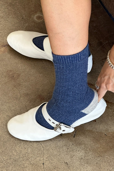 Waffle Socks - Denim/Stone
