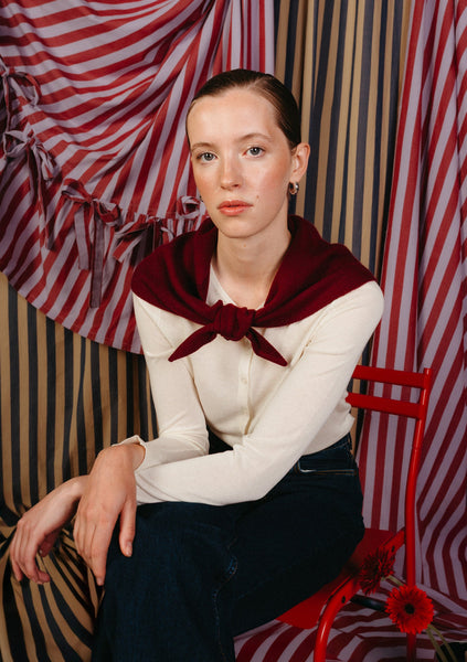 Merino Triangle Scarf - Burgundy