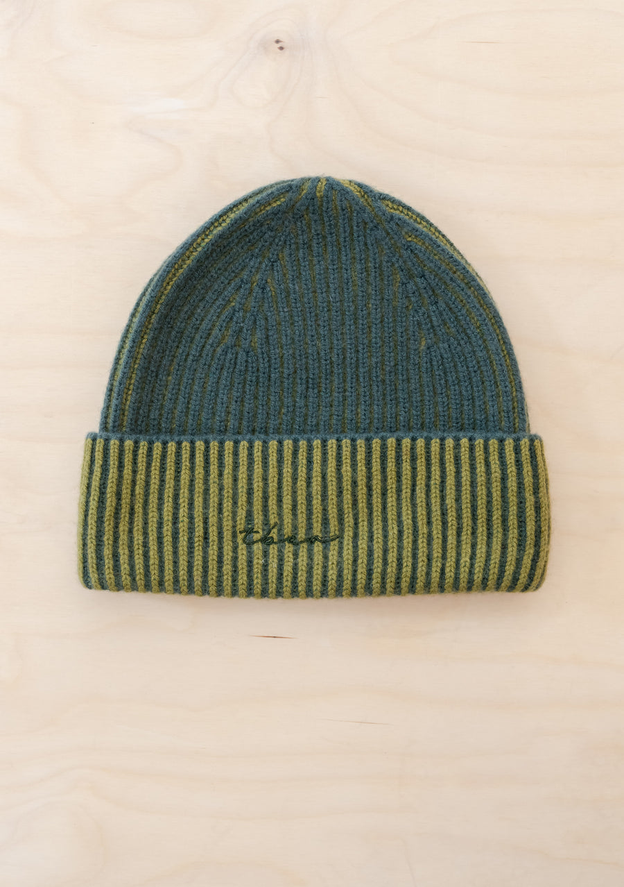 Cashmere Beanie Toque - Olive Two Tone