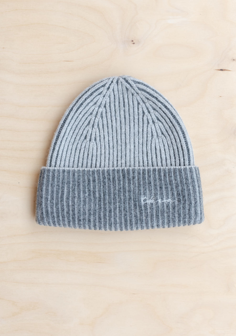 Cashmere Beanie Toque - Grey Two Tone