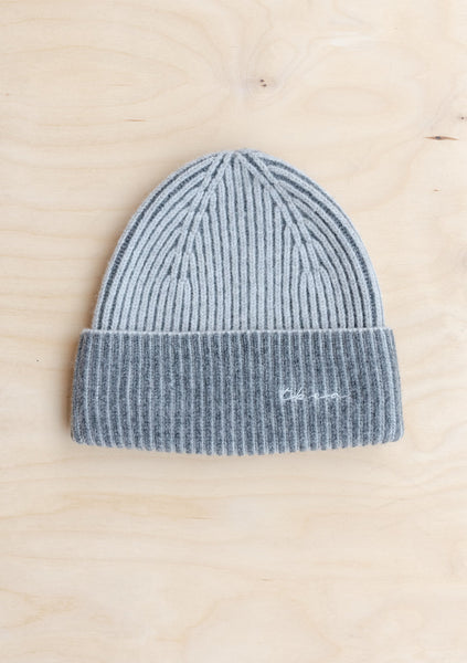 Cashmere Beanie Toque - Grey Two Tone