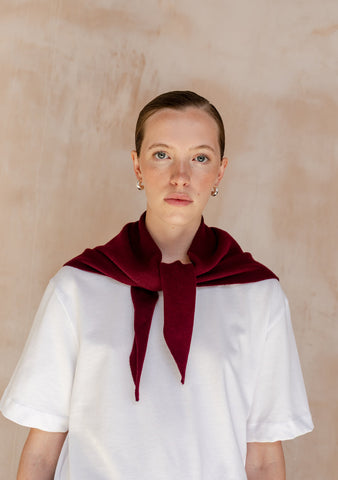 Merino Triangle Scarf - Burgundy