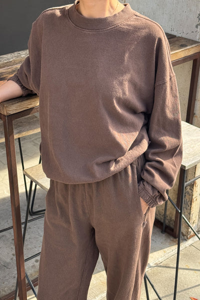 Daisy Long Sleeve Top - Chocolate Brown