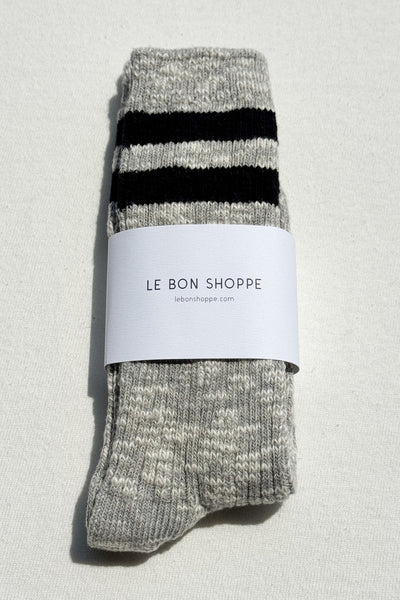 Cottage Varsity Socks - Light Grey Navy Stripe