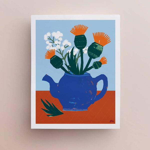 Thistles & Teapot – 11 x 14 Print